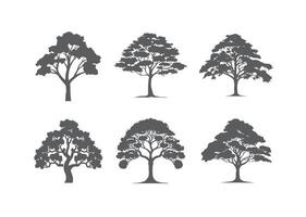 träd silhuetter. uppsättning av årgång svart träd. fri vektor