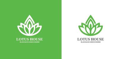 Lotus Haus Logo Design mit kreativ Konzept kostenlos Vektor