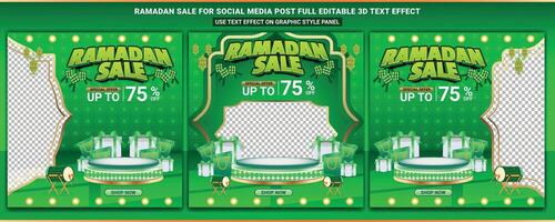 ramadan mubarak försäljning promo 3d text redigerbar baner social media bakgrund 4 vektor