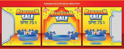 ramadan mubarak försäljning promo fyrkant baner social media bakgrund mall 3 vektor