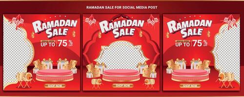 ramadan mubarak försäljning promo fyrkant baner social media bakgrund mall 4 vektor