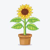 solros växt i pott vektor illustration