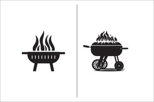 Grill Grill Silhouette Vektor Symbol Design und Grill Grill Vektor Symbol einstellen Illustration