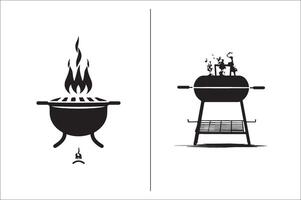 utegrill grill silhuett vektor ikon design och grill bbq vektor ikon uppsättning illustration