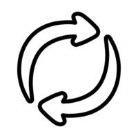 cirkel slinga pil återvinna i svart översikt ikon hand dragen ClipArt grafisk vektor illustration