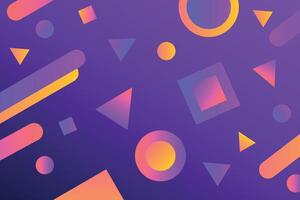 geometrisch violett Hintergrund mit Rosa und Gelb Gradient Elemente. das Komposition kombiniert verschiedene Dreieck, Ellipse und Platz Formen, Linien und Farben vektor