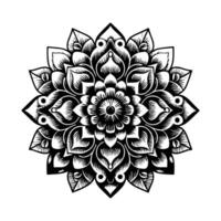 Hand gezeichnet Blume schwarz Gliederung Vektor isoliert auf Weiß Hintergrund.