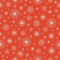 sömlös vinter- mönster med vit snöflingor på röd bakgrund. jul dekoration. vektor