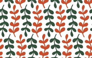sömlös mönster med grön och orange löv på grenar. vektor illustration i tecknad serie stil.