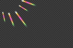 Regenbogen Winkel Prisma Regenbogen Licht. Sonne Strahlen Overlay Wirkung. vektor