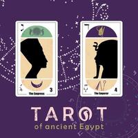 Tarot von uralt Ägypten. T-Shirt Design von das Karten namens das Kaiserin und das Kaiser. vektor