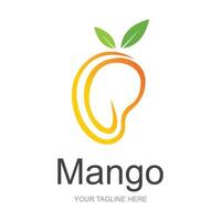 mango logotyp, frukt design enkel minimalistisk stil, frukt juice vektor, ikon symbol illustration vektor