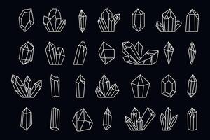 vektor uppsättning av hand dragen kristaller.