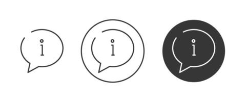 information dialog låda ikon uppsättning, Tal bubbla tecken översikt med info. redigerbar stroke. vektor symbol i trendig minimalistisk platt stil, isolerat vit bakgrund. för design, webb, Stöd, faq
