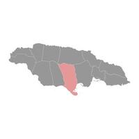 clarendon Gemeinde Karte, administrative Aufteilung von Jamaika. Vektor Illustration.