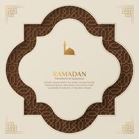 ramadan kareem dekorativ islamic hälsning kort mall med arabesk gräns och mönster vektor