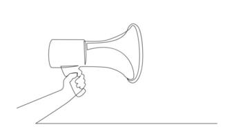 kontinuierlich Single einer Linie Kunst Zeichnung von Megaphon Lautsprecher zum Nachrichten und Beförderung Vektor Illustration