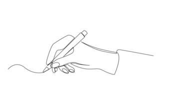 Hand Schreiben mit Bleistift im kontinuierlich Linie Zeichnung Vektor Illustration