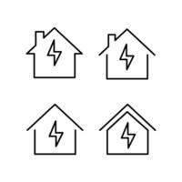 hus elektrisk Hem ikon uppsättning logotyp linje design vektor