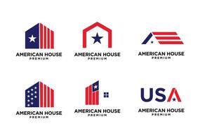 amerikan stjärna Hem hus logotyp ikon design vektor