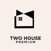 zwei Haus Brief Logo Symbol Design Illustration vektor