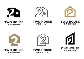 zwei Haus Brief Logo Symbol Design Illustration vektor