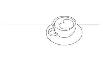 kopp kontinuerlig linje konst. kaffe eller te kopp ett linje teckning. varm dryck med ånga vektor