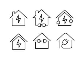 hus elektrisk Hem ikon uppsättning logotyp linje design vektor