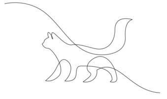 kontinuerlig linje teckning av katt på vit bakgrund. vektor
