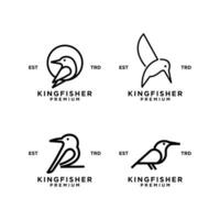 kungsfiskare fågel linje logotyp ikon design illustration vektor