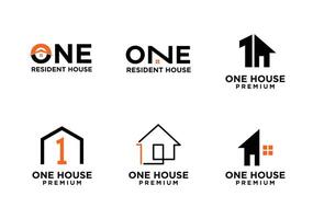 einer 1 Haus Zuhause Brief Logo Symbol Design vektor