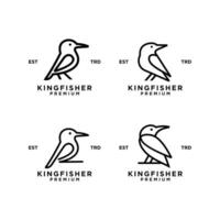 kungsfiskare fågel linje logotyp ikon design illustration vektor