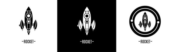 Rakete Logo Satz. Sammlung von schwarz und Weiß Logos. Lager Vektor. vektor