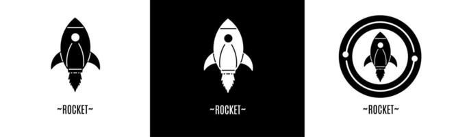 raket logotyp uppsättning. samling av svart och vit logotyper. stock vektor. vektor