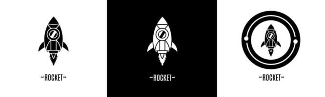 raket logotyp uppsättning. samling av svart och vit logotyper. stock vektor. vektor