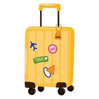 Reise Plastik Koffer. Kabine Gepäck und prüfen im Gepäck. Hand zeichnen Vektor Illustration isoliert auf Weiß Hintergrund.