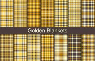 golden Plaid Bündel, Textil- Design, kariert Stoff Muster zum Shirt, Kleid, Anzug, Verpackung Papier drucken, Einladung und Geschenk Karte. vektor