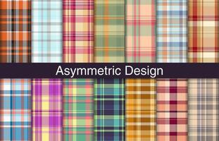 asymmetrisk pläd buntar, textil- design, rutig tyg mönster för skjorta, klänning, kostym, omslag papper skriva ut, inbjudan och gåva kort. vektor