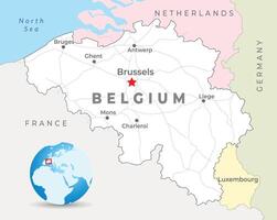 belgien Karta med huvudstad Bryssel, mest Viktig städer och nationell gränser vektor