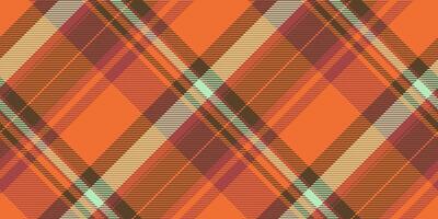 interiör bakgrund pläd vektor, twill tartan textur mönster. festlig kolla upp sömlös textil- tyg i orange och röd färger. vektor