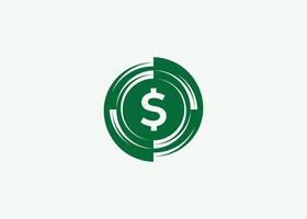minimalistisk dollar mynt logotyp design vektor mall. mynt för företag finansiera vektor. finansiera valuta mynt