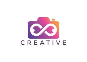 minimalistisch Unendlichkeit Kamera Logo Design Vektor Vorlage. kreativ modern Unendlichkeit Fotoshooting Logo