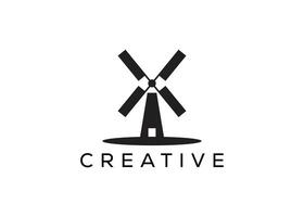 minimalistisch und modern Windmühle Logo Design Vektor Vorlage