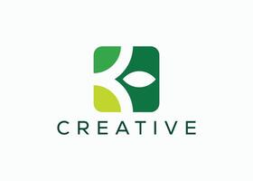 kreativ und minimal Brief k Blatt Logo Vektor Vorlage. Grün Blatt Brief k Logo