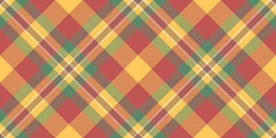 Jahrestag Tartan Vektor Stoff, Dezember Hintergrund Textil- überprüfen. Post Textur nahtlos Plaid Muster im rot und Bernstein Farben.