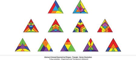abstrakt farbig geometrisch Formen - - Dreieck . bunt Formen. Wände und Designs mit auffällig Symmetrie. ein dreieckig Reise durch Farbe und Muster. ein visuell Puzzle zum das kreativ Köpfe vektor