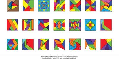 abstrakt färgad geometrisk former - fyrkant - vektor illustration. modern vägg konst. en mosaik- av identiteter i vibrerande pixlar. lekfull geometrisk former skapande en känsla av rörelse.