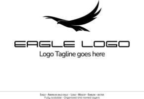 Adler Logo, fliegend Vogel Emblem. Taube Maskottchen. amerikanisch kahl Adler Silhouette Logo. minimal Design, minimalistisch Logo Vektor