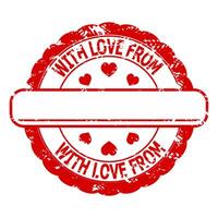 mit Liebe von Gummi Briefmarke, Textur Siegel. Gummi Grunge Valentinstag Symbol, rot Zeichen Design Siegel, Textur Romantik und romantisch, Vektor Illustration