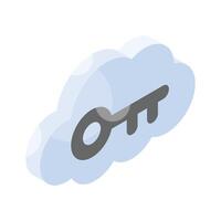 moln med nyckel betecknar begrepp isometrisk ikon av moln tillgång vektor